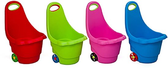Bayo - multifunctionele speelgoed trolley Daisy 60 cm - roze kinder tuinkar - opbergkar met handgreep - speelgoedemmer met wielen - kunststof transportkar van Bayo — afbeelding 2