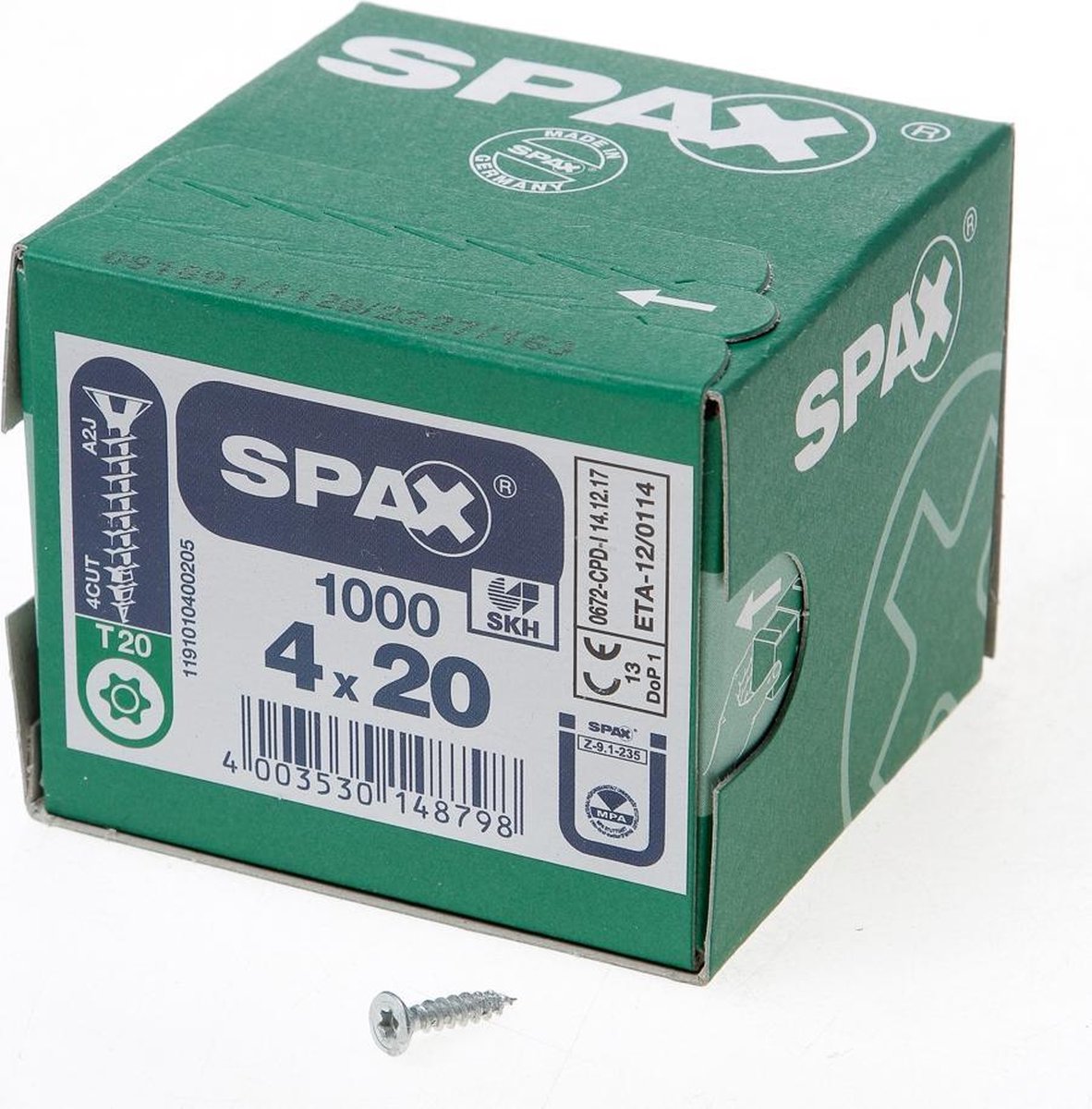 SPAX 1191010400205 Universele schroef, Verzonken kop, 4 x 20, Voldraad, TSTAR plus... bol