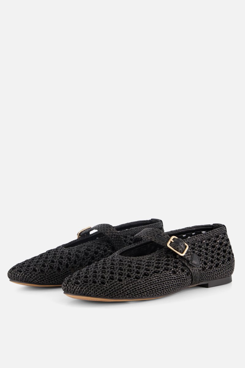 Cellini Ballerina's zwart Raffia - Maat 39