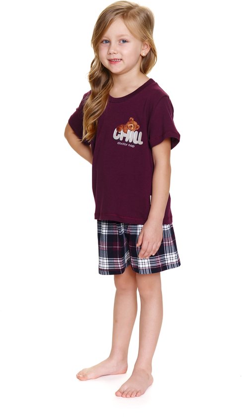 Doctor Nap Coton Pyjama Filles Garçons | Pyjama de famille assorti | Short à manches courtes Pyjama short | Bourgogne frais PDU.7202 134 / 140