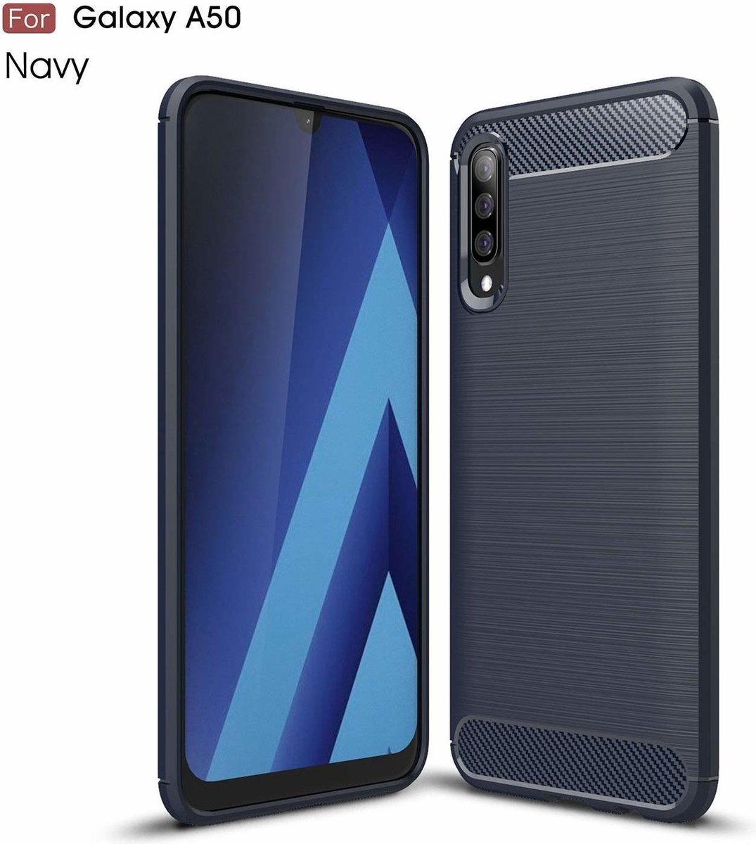 Ntech Soft Brushed TPU Hoesje Geschikt Voor Samsung Galaxy A50 - Donker Blauw