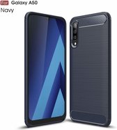 Ntech Soft Brushed TPU Hoesje voor Samsung Galaxy A50 - Donker Blauw