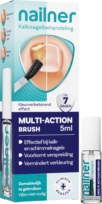 Nailner Kalknagelkwastje Multi-Action 5 ml met kleurverbeterend effect - Kalknagelbehandeling voor Kalk en Schimmelnagel, Medische hulpmiddelen om Kalknagels te behandelen en voorkomen, effect binnen 1 week, zonder te vijlen, voor dagelijks gebruik