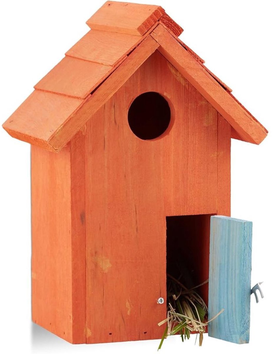 "Zylo® Nestkastje Koolmees - Nestkastje Pimpelmees - Nestkastje Koolmees Bouwpakket - 12D x 17W x 24.5H - Oranje "