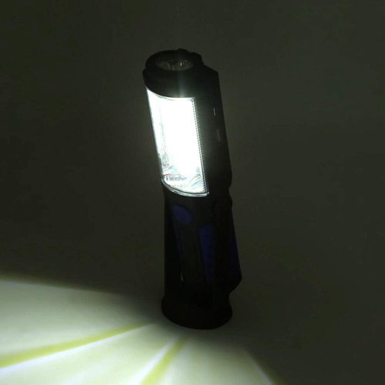 Oplaadbare 2-in-1 COB LED-werklamp 3W - 2200mAh - Met Magnetische Voet en Haak voor Automotive Werkplaatsen Camping DIY - Blauw