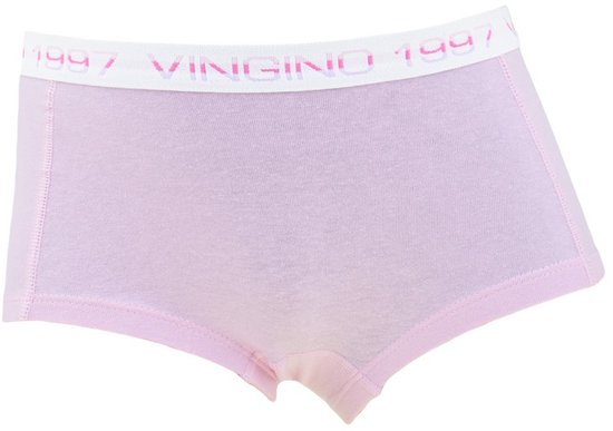 Lila Vingino boxer met witte, roze en paarse glitter tailleband met 'Vingino 1997' logo.