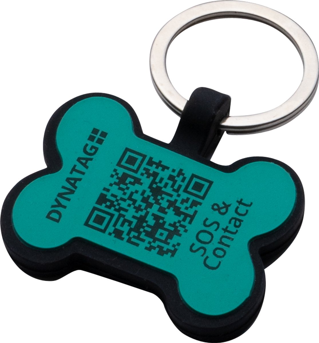 DynaTag Hondenpenning met QR-code - SOS Penning Hond Botje Siliconen Turkoois
