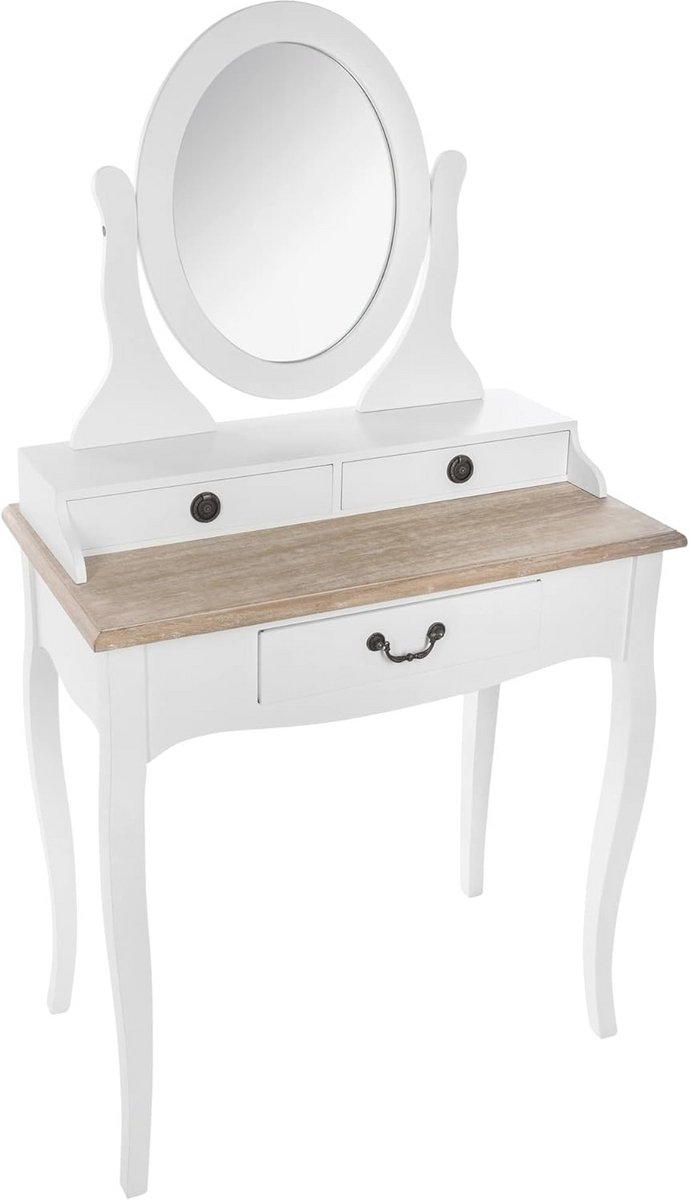Toilettafel met 3 lades - Wit - L 74 x B 40 x H 135 cm