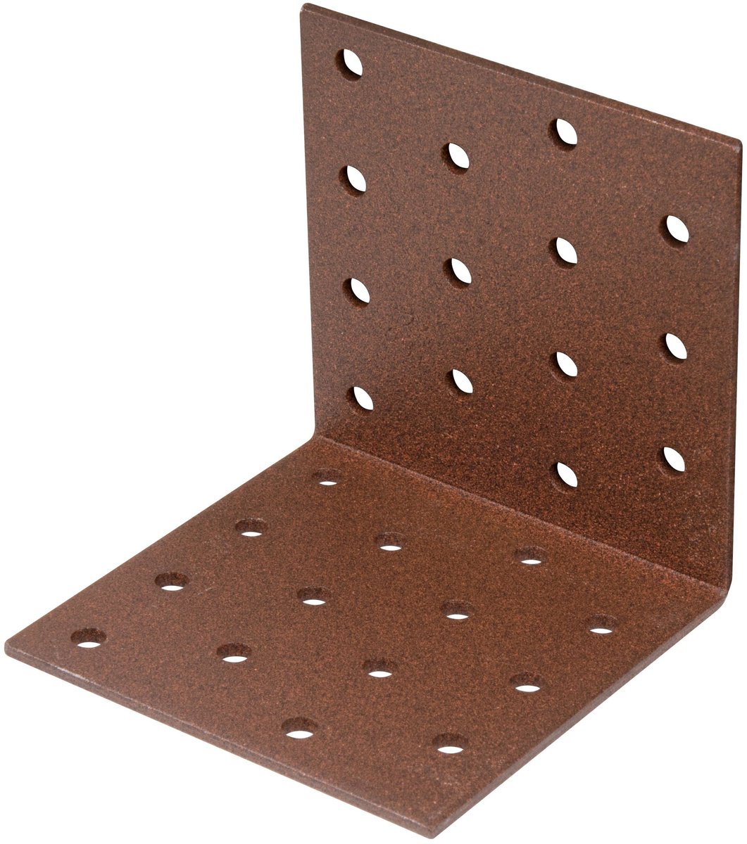Alberts 822408 DURAVIS® geperforeerde hoekbeugel, roestbruin duplex gecoat, afmetingen 80 x 80 x 80 mm, 25er Set