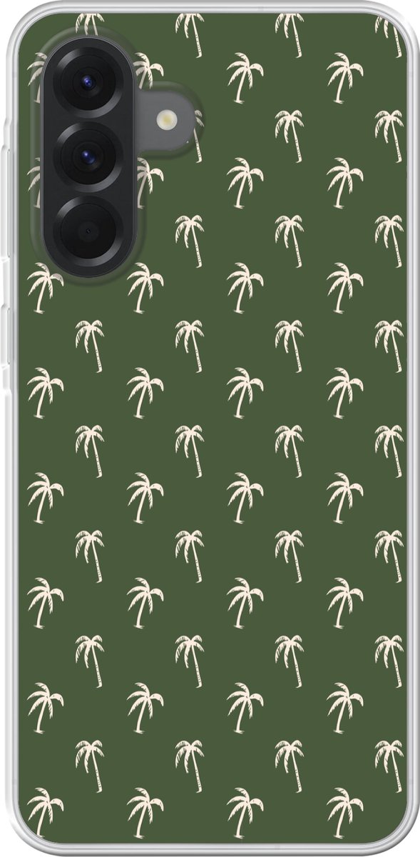 Telefoonhoesje Geschikt voor Samsung Galaxy A56 hoesje - Palmboom patroon - Groen - Beige - Zomer - Siliconen Telefoonhoesje Telefoonhoesje