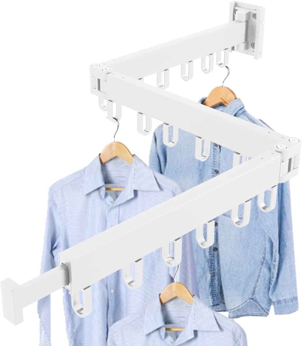 Ibenzoa® Innovatief Drievoudig Opvouwbaar Kledingrek voor Binnen en Buiten met Verstelbare Kledingstang