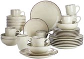 Service de table de Luxe Rustive - 32 pièces - Set pour 8 personnes - Porcelaine - Assiettes - Bols - Tasses - Plats - Beige