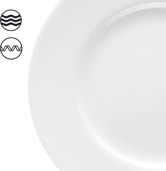 Rosenthal Jade White Tafelservies, 12-delig, bone china, wit, dinerborden 27 cm en soepborden 23,4 cm, vaatwasmachinebestendig, magnetronbestendig, set voor 6 personen