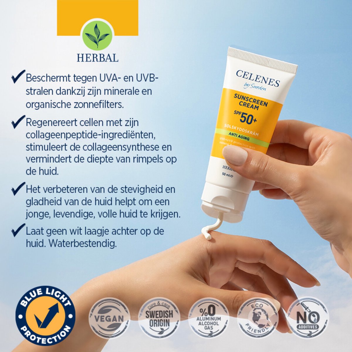 Goedkoopste 2x Celenes Herbal Zonnebrandcreme SPF 50 Anti Aging 50 ml