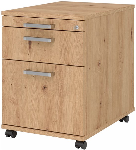 SIGNA AC20 CE - Conteneur roulant Bois avec système d'accrochage Chêne noué Poignée métal chromé