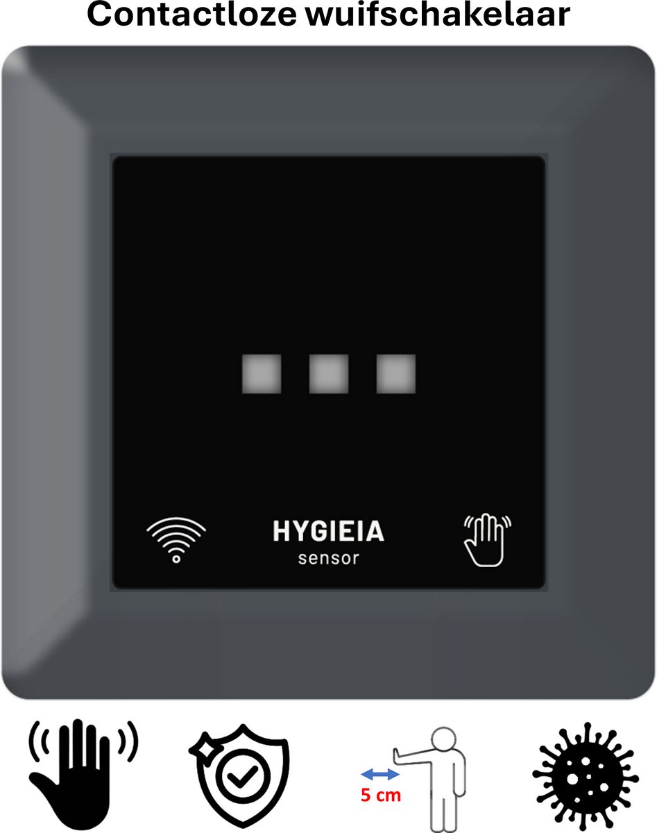 Freelux Aanraakvrije bediening | led-lichtschakelaar | 2-polig | 230VAC/8A_2P | Antraciet mat gelakt