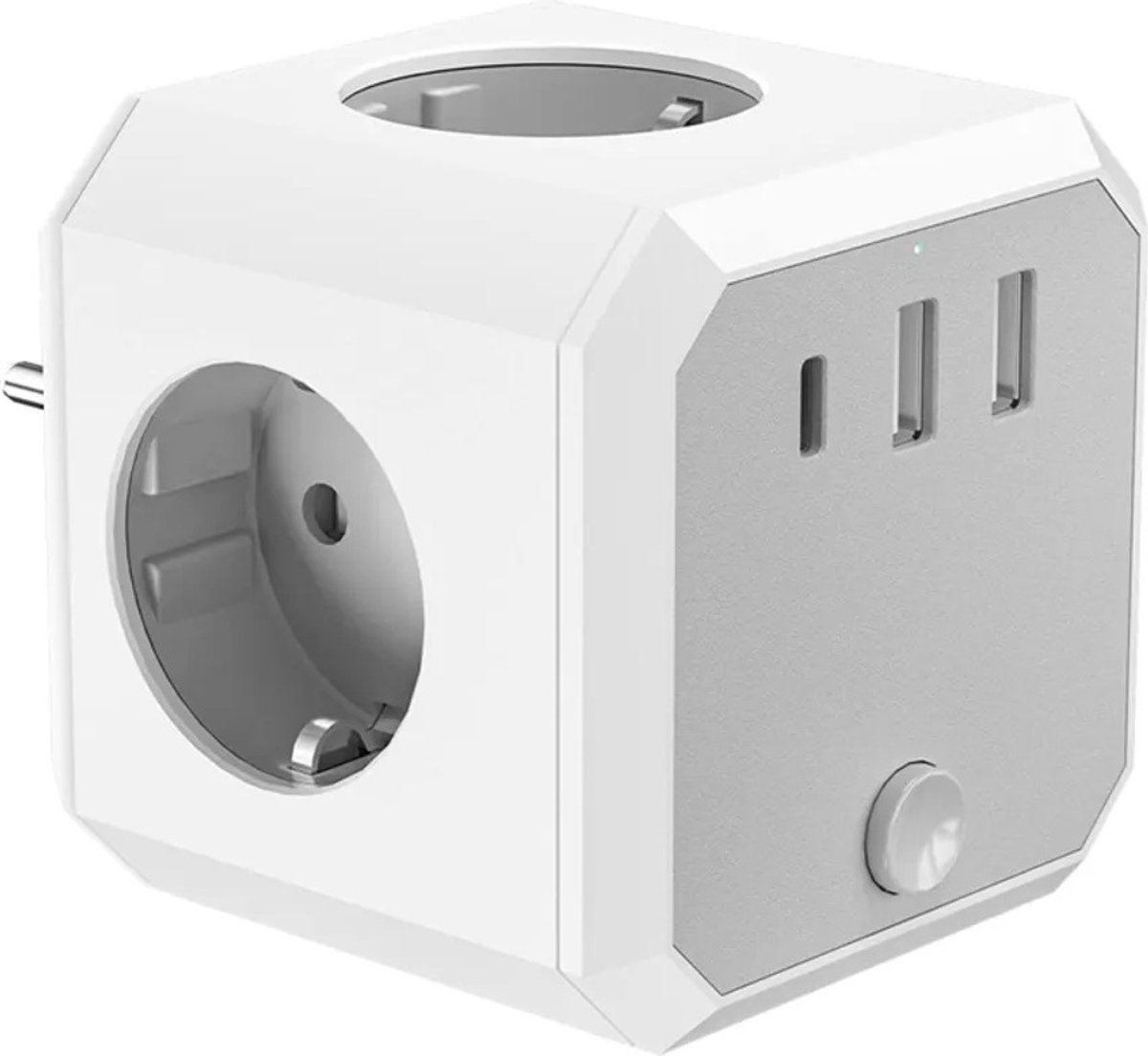 Cube Verdeelstekker 7-Voudig - 7 in 1 Stopcontact Splitter - 3 USB Poorten - USB-C Snellader-Wit
