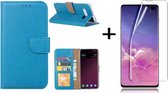 Ntech Hoesje Geschikt Voor Samsung Galaxy S10 Plus Book Hoesje Blauw + Folie creenprotector