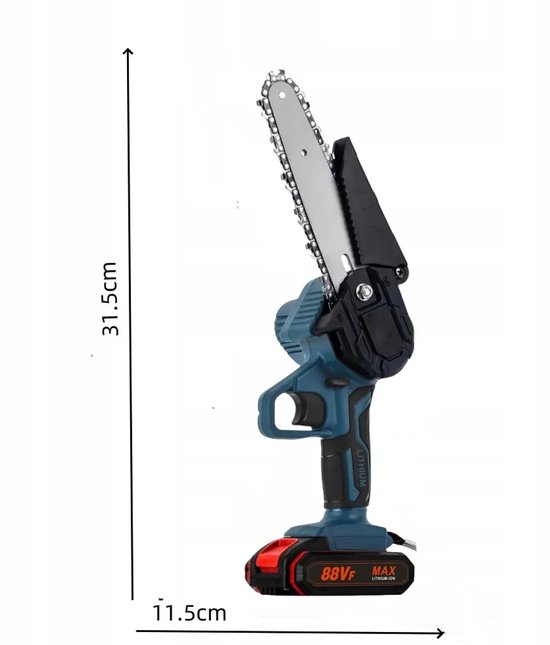 6 inch draadloze kettingzaag 2x 21V 1500 mAh oplaadbare mini -kettingzaag met batterij, elektrische zagen voor snijden, voor tuin, hout en takken — afbeelding 3