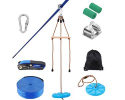 Zipline 1585cm kit voor kinderen en volwassenen, tot 227kg capaciteit, buiten achtertuin speeltoestel met nylon veiligheidsharnas, stoel en stuur