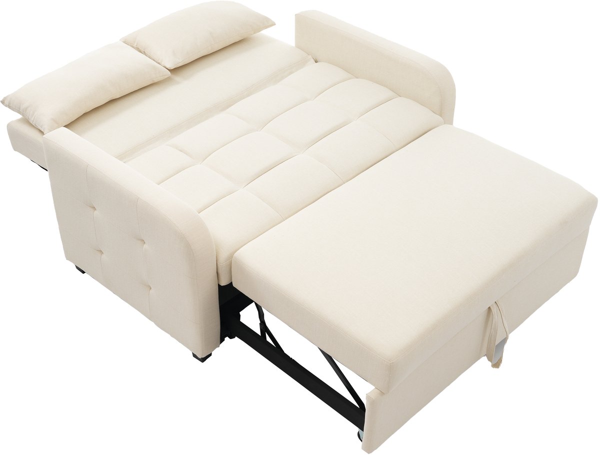 Merax Multifunctionele opklapbare slaapbank - bank met verstelbare rugleuning - voor kleine ruimtes - 180x127 cm - beige