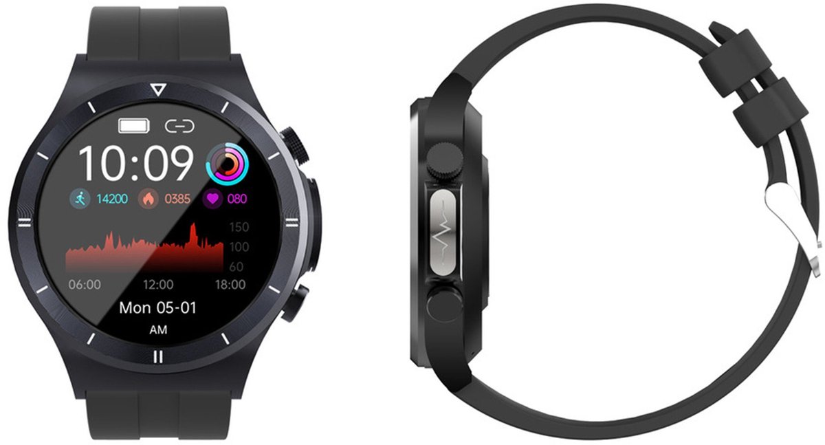 Afbeelding 2 van KINSI T30 Smartwatch Zilverzwart met SpO2 en Bluetooth