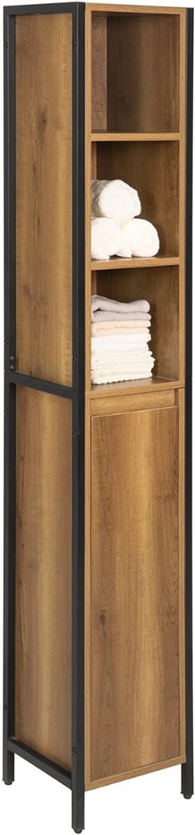 Zylo® Kolomkas Staand - Opbergkasten met Deuren - Hoge Kast - Bruin - 28cm x 30cm x 168cm