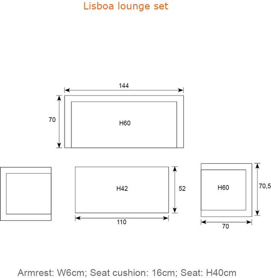 Ensemble de salon Garden Impressions Lisboa - 4 pièces - noir carbone - sable du désert - aspect teak