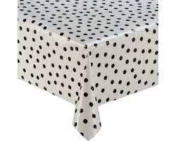 Mexicaans Tafelzeil Stippen - 120 x 250 cm - Wit Zwart - SALE