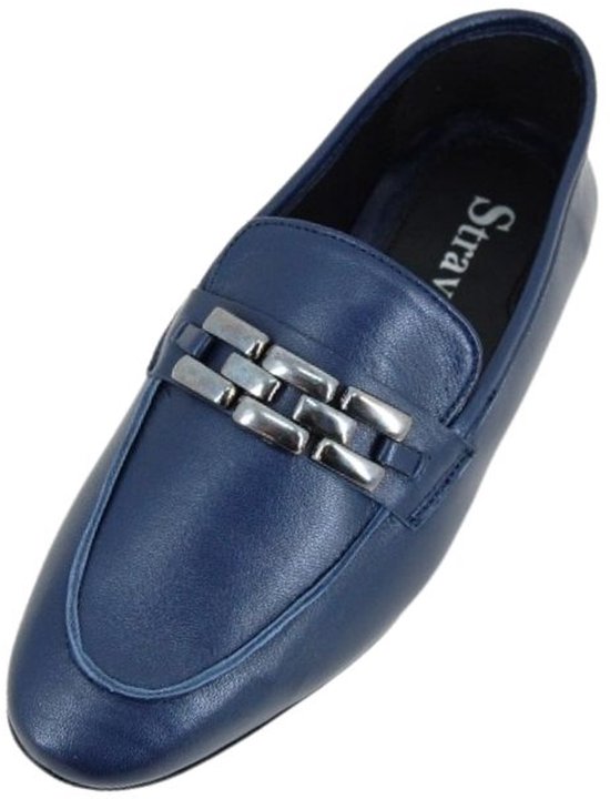 Stravers - Mocassins plats pointure 43 en Cuir Blauw grande taille Chaussures à enfiler femme