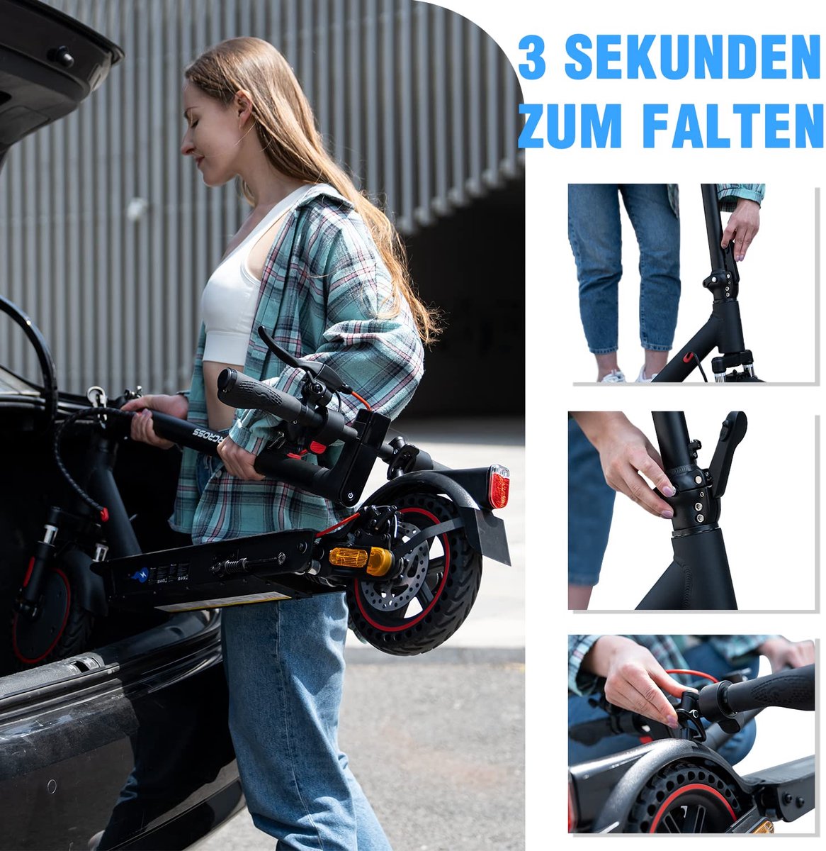 Evercross Tech EV85F Elektrische step - opvouwbaar - 25 km/u - voor volwassenen – foto 5