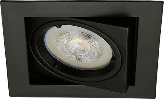 LED inbouwspot Uno -Vierkant Zwart -Koel Wit -Dimbaar -4.9W -Philips LED