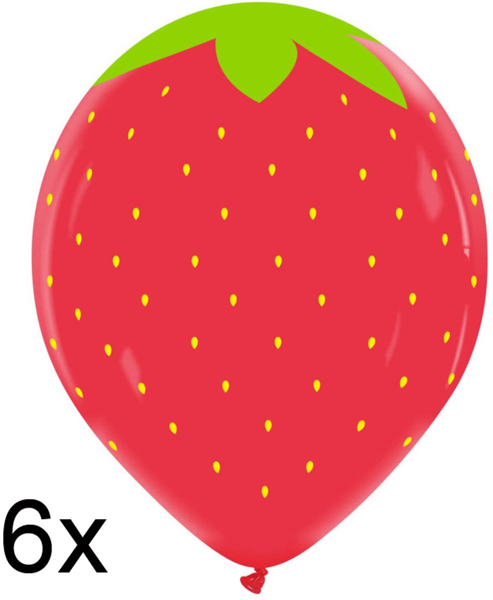 Strawberry (aardbei) ballonnen, 6 stuks, 30cm