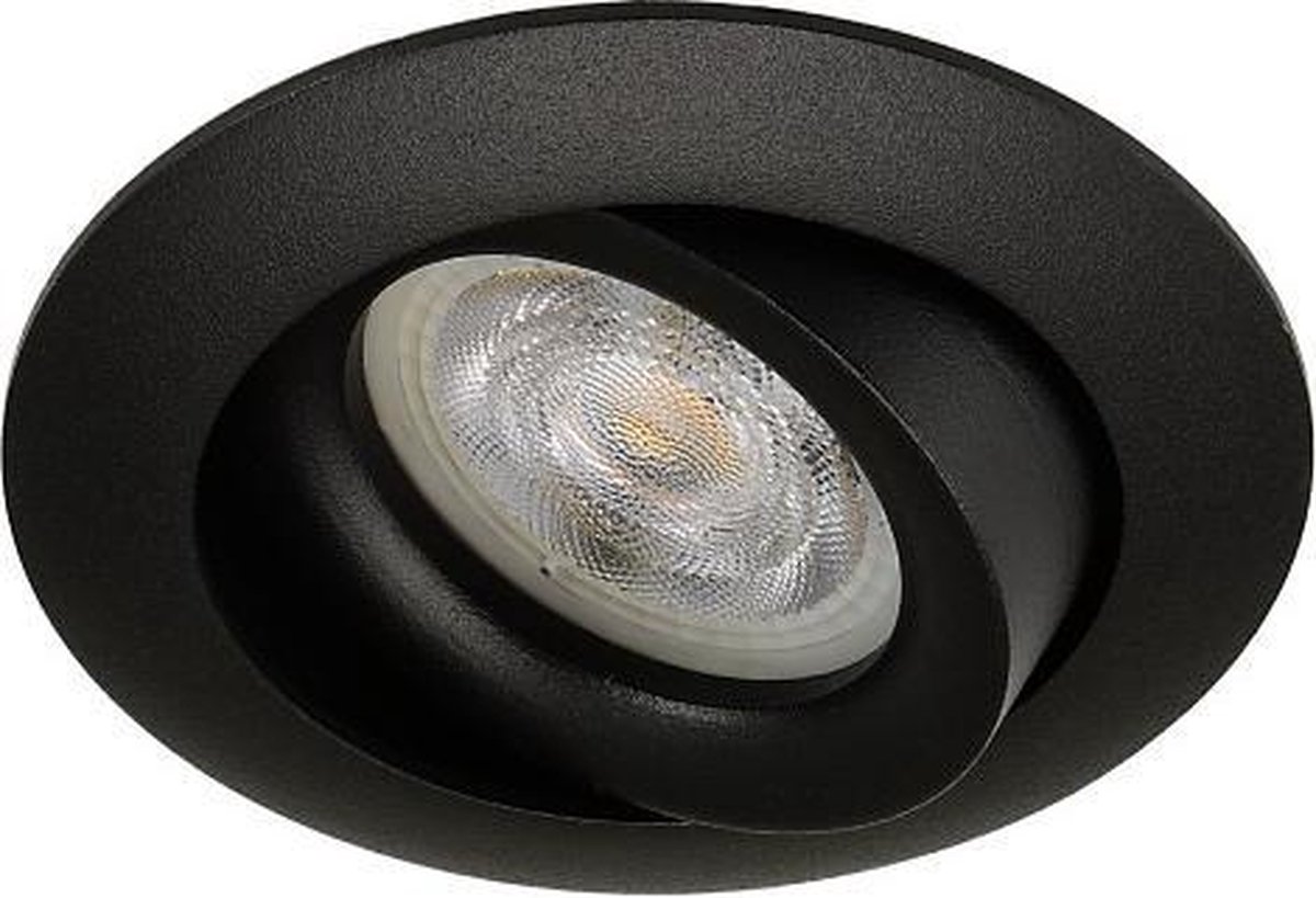 LED inbouwspot Cas -Rond Zwart -Warm Wit -Dimbaar -4W -Philips LED