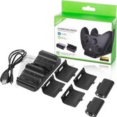 Oplaadstation voor de XBOX Series X/S & XBOX ONE X/S - Black Docking Station INCL. 2 Accu's & 2 Xbox One Kapjes & 2 Xbox Series Kapjes