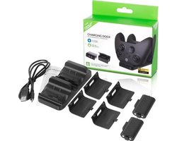 Oplaadstation voor de XBOX Series X/S & XBOX ONE X/S - Black Docking Station INCL. 2 Accu's & 2 Xbox One Kapjes & 2 Xbox Series Kapjes