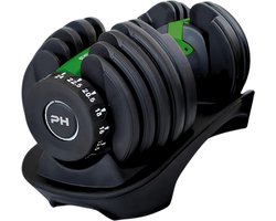 PH Fitness Verstelbare Dumbell 24KG Donker Groen - PRIJS PER STUK - Smart Dumbbells - Gewichtenset voor Home Gym - Adjustable Dumbbells van 2,5 kg tot 24kg - Complete Halterset van 15 Dumbbells in een!