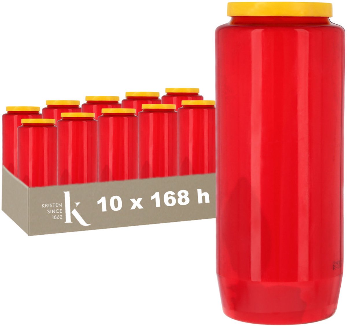 Kristen Kaars 7 Dagen Rood – Kaarsen – 10 Stuks – Herdenkingslicht – Grafkaars – Brandduur 168 Uur – Voor Binnen en Buiten