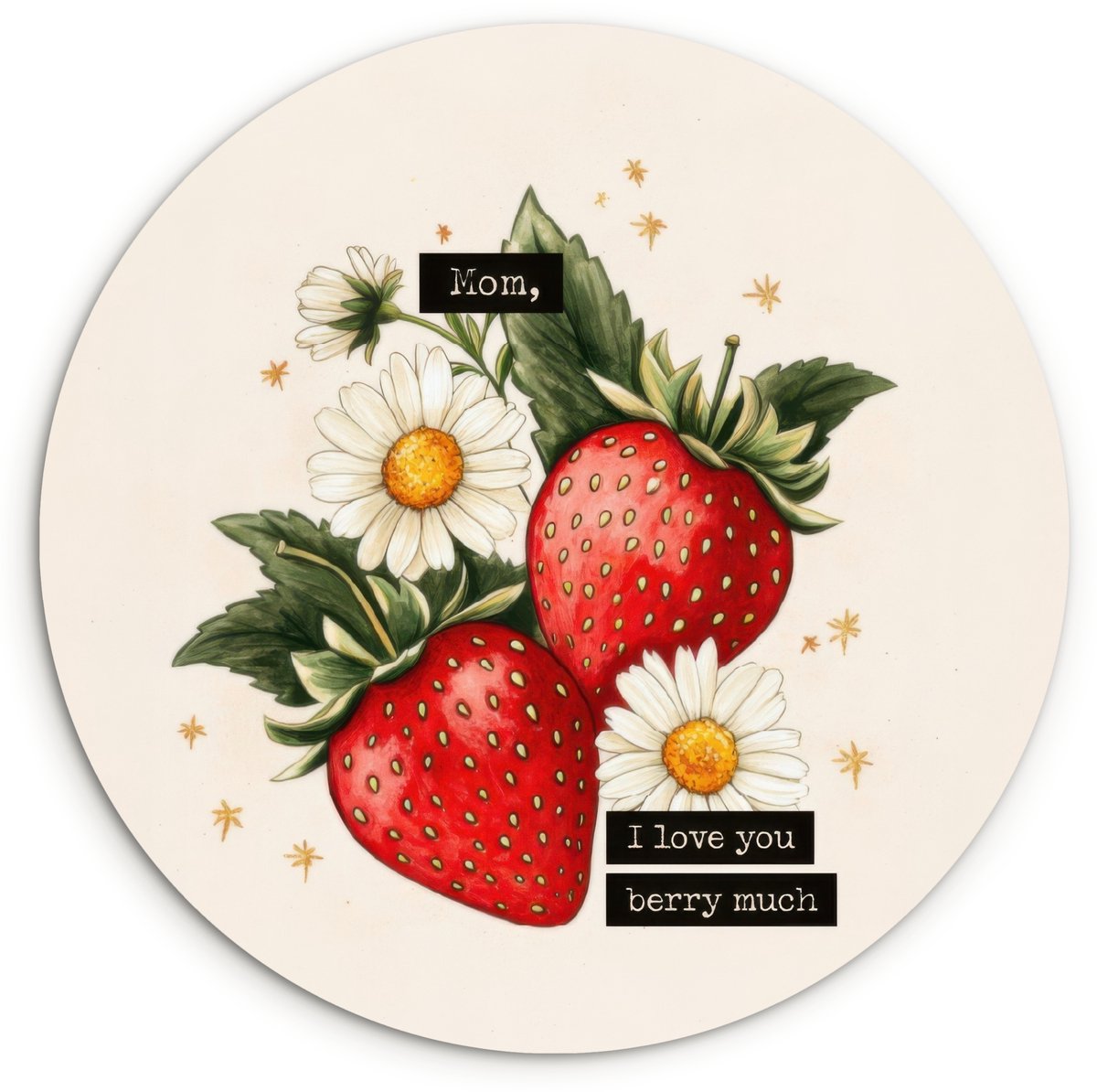WallCircle Wandcirkel 60x60 cm - Muurcirkel Aardbeien - Madeliefjes - Quote - Sterretjes - Muurdecoratie woonkamer - Wanddecoratie slaapkamer - Kamer decoratie accessoires - Ronde schilderijen Aardbeien - Madeliefjes - Tekst