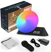 DreamSoothe® - Wake up light - met bluetooth / Alarm / bedieningbaar via App / Lichtwekker - Digitale wekker met 15 geluiden - wekker - zwart