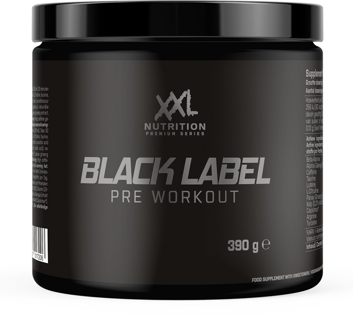 Goedkoopste XXL Nutrition - Black Label Pre-Workout - Beta-Alanine, Taurine, L-Citrulline, Arginine & 330 mg cafeďne per Serving - Pre Workout Energy Drink Sport Supplement - Diverse Smaken - Raspberry - 390 Gram (30 doseringen