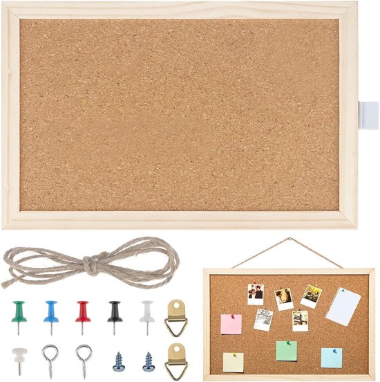 MIVIDE 2 stuks prikbord kurk linnen met houten frame, 30 x 40 cm, 16 MIVIDE 2 stuks prikbord kurk linnen met houten frame, 30 x 40 cm, 16