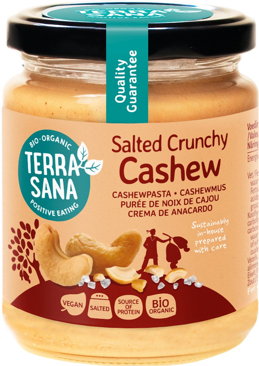 TerraSana Cashewpasta crunchy met himalayazout bio 250 Gram