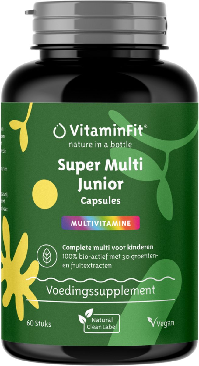 Goedkoopste VitaminFit Junior Multivitamine D3 Capsules - 100 Natuurlijk & Plantaardig - 60 Capsules - Mix van Bio-actieve Vitamines en Mineralen