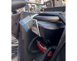 E-BikeSafe effectief en betaalbaar accuslot om de batterij voor de Bosch PowerPack Rack van een elektrische fiets te beveiligen, inclusief Abus hangslot. Model B, korte versie