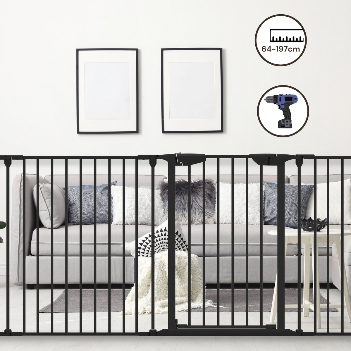 Noma Configure Gate Veiligheidshekje 3 Panelen Zwart | Room Divider | Traphekje | Hondenhekje | 64 t/m 197,5 cm – foto 6