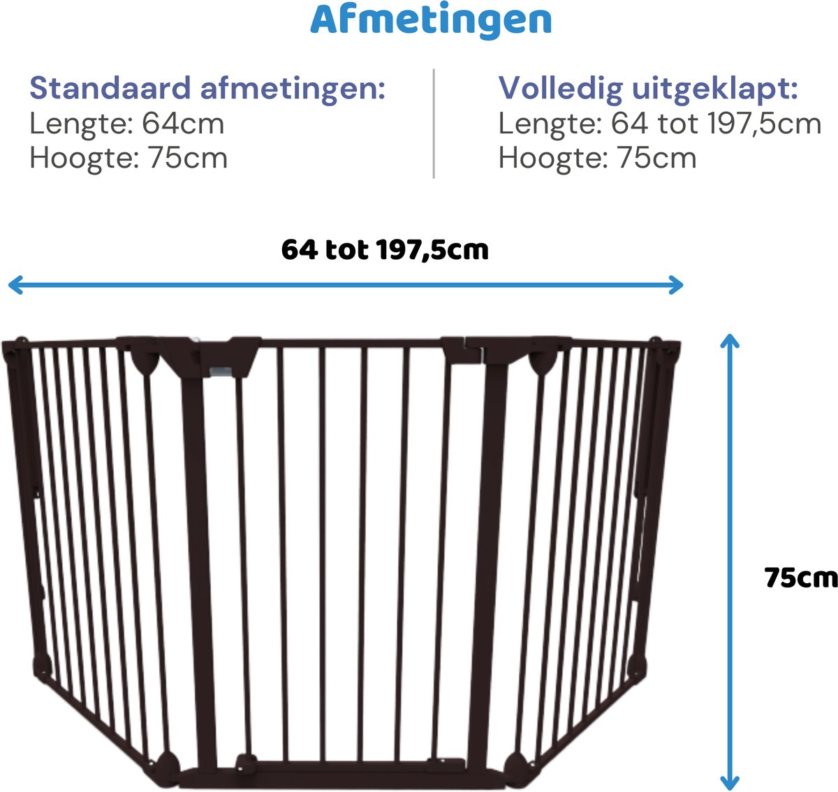 Noma Configure Gate Veiligheidshekje 3 Panelen Zwart | Room Divider | Traphekje | Hondenhekje | 64 t/m 197,5 cm – foto 7