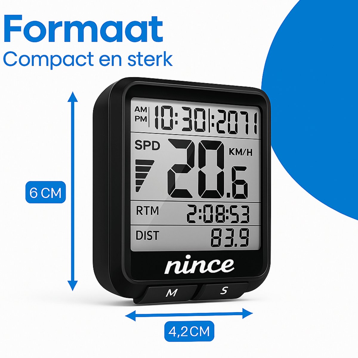 Nince Fietscomputer - Waterdicht & Draadloos
