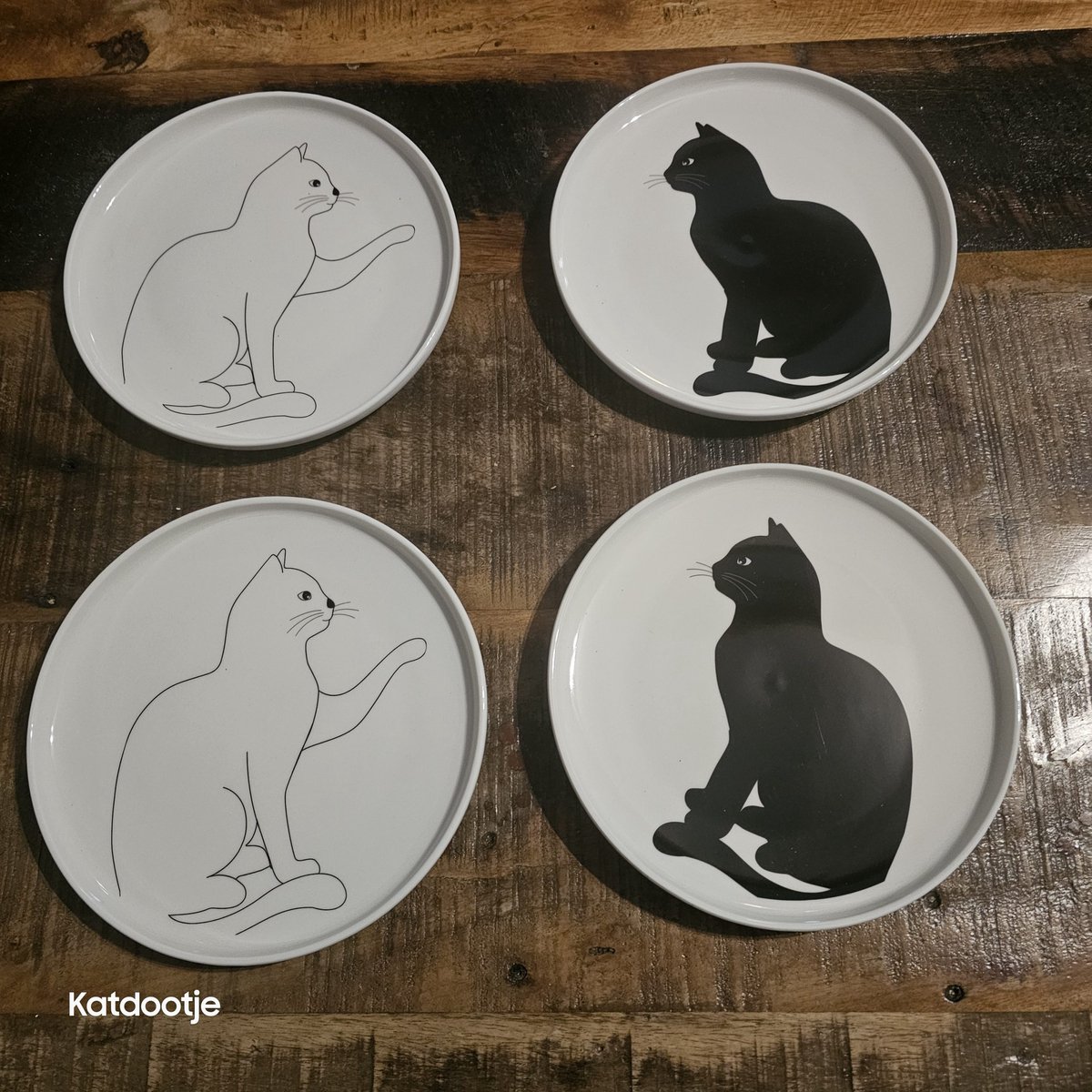 Katdootje - Borden - Zwarte en witte katten