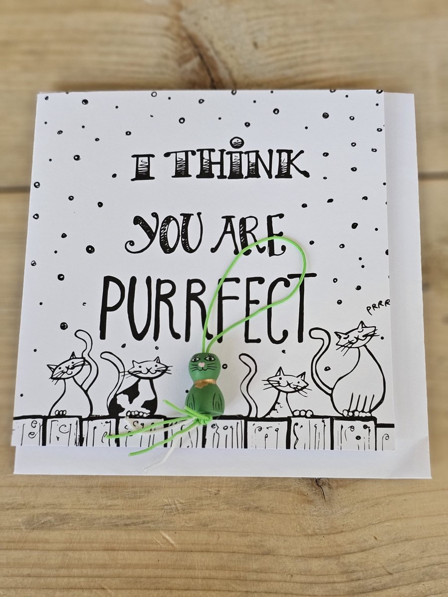 Katdootje - Dubbele wenskaart met envelop - Purrfect